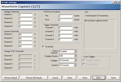Default waveform capture settings 