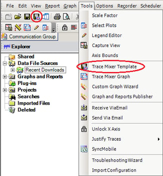To save a mixed graph as a template, select “Trace Mixer Template” from the Tools menu